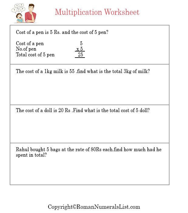 Multiplication Table Worksheet for Kids