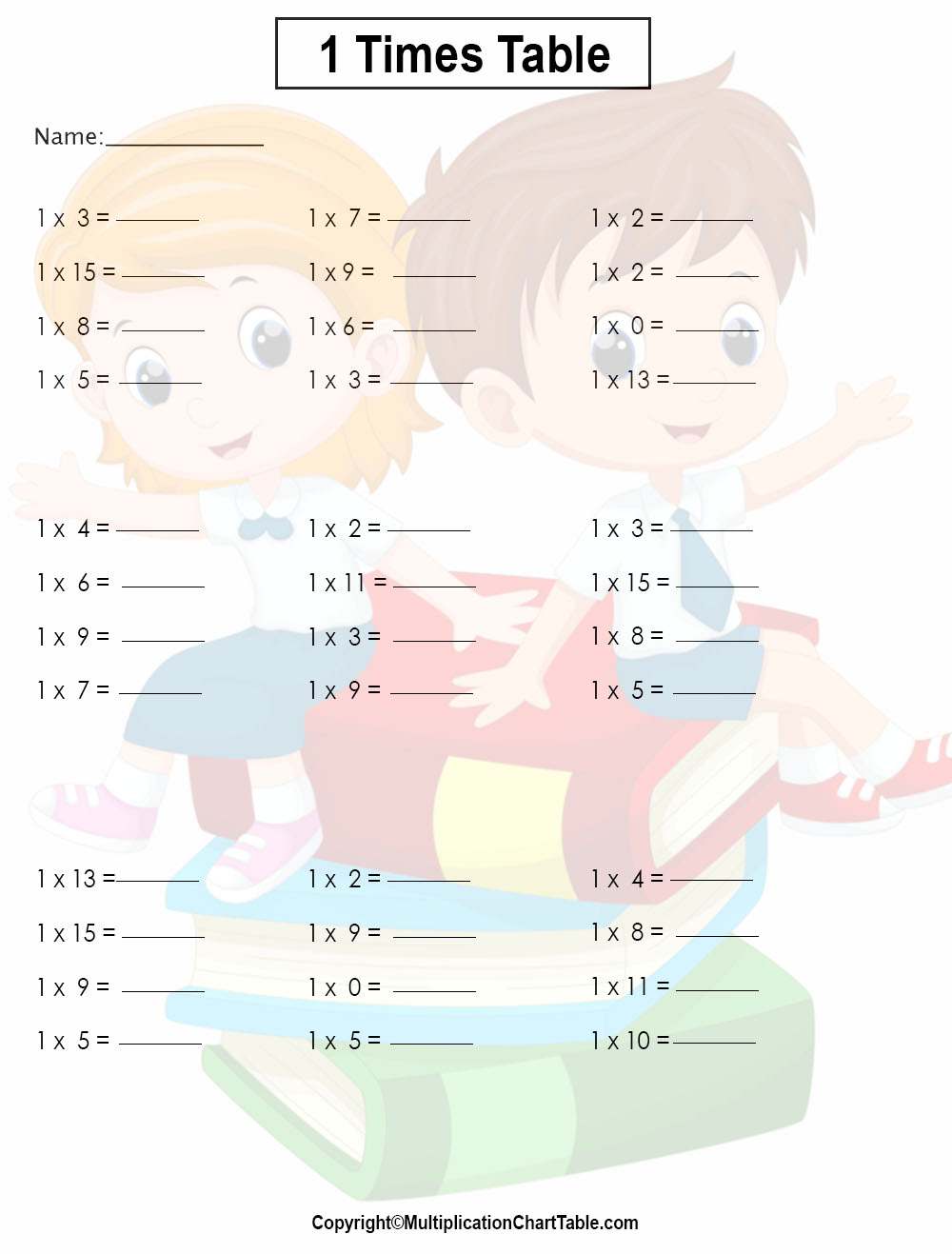 Multiplication Table Worksheet  Times Table Worksheets Regarding 2 Times Table Worksheet